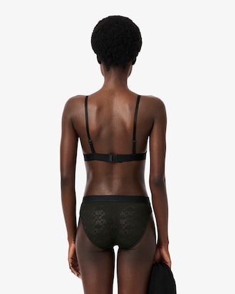 Bralette a triangolo in pizzo con logo