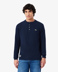 T-shirt in maglia a nido d'ape Henley