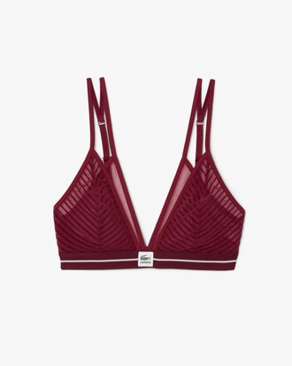 Bralette in mesh con righe in velour