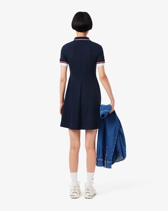 Abito skater elasticizzato con collo a polo