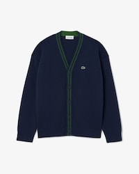 Cardigan scollo a V in cotone e lana