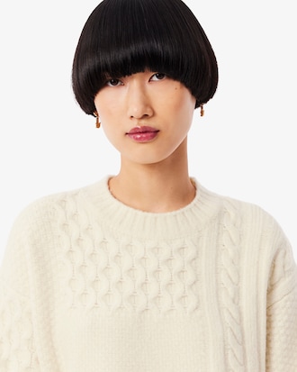 Abito in maglia di lana effetto patchwork