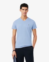 T-shirt con collo a V in jersey di cotone Pima leggero