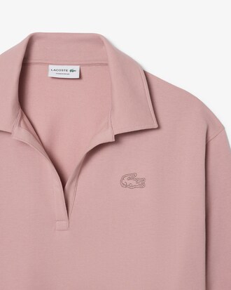 Felpa loungewear in tessuto felpato con colletto a polo