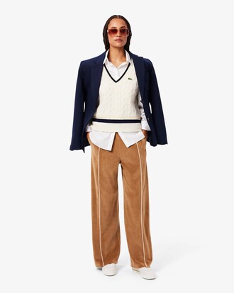 Pantaloni della tuta in velluto con bordo