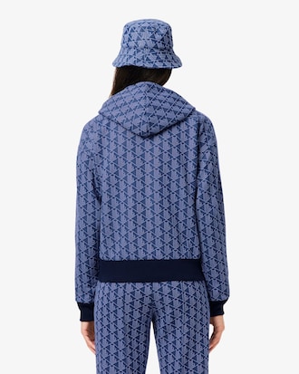 Felpa con cappuccio in jacquard con monogramma