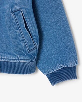 Bomber in denim imbottito con stemma