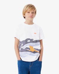T-shirt in di cotone con coccodrillo stampato