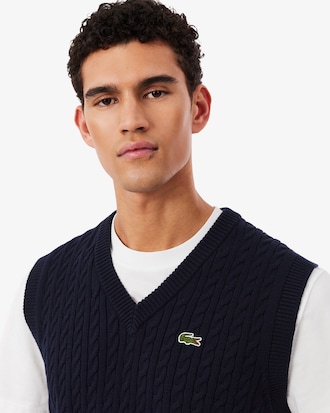 Gilet in maglia di cotone a trecce