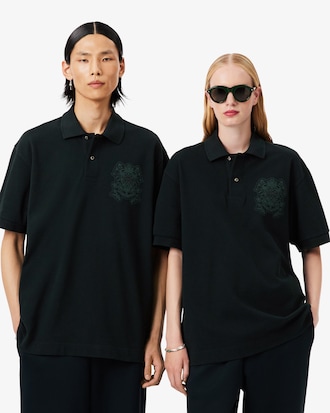 Polo in piqué loose fit con stemma Runway