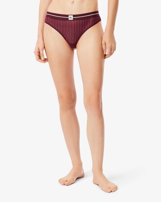 Perizoma in mesh con righe in velour