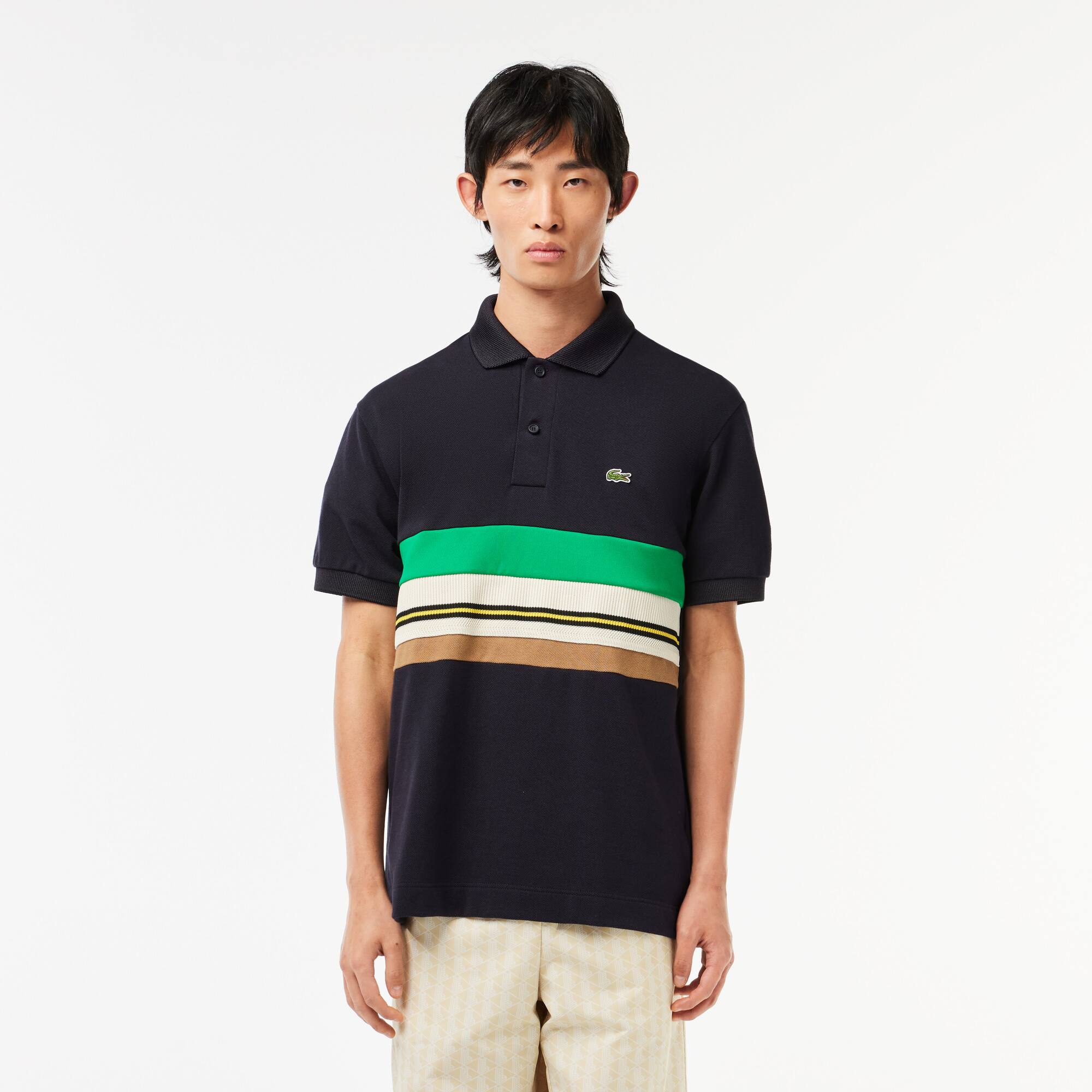 Polo con righe a contrasto made in France Polo Maniche Corte
