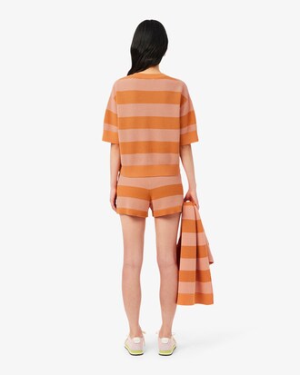 Shorts in maglia mesh a righe