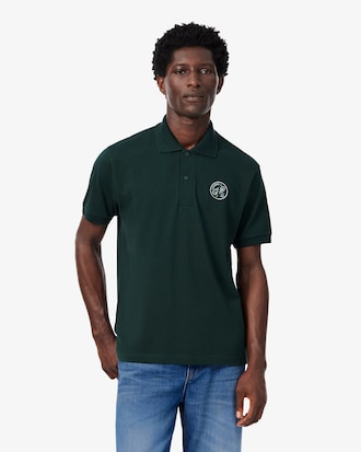 Polo classic fit in petit piqu&eacute; con stemma