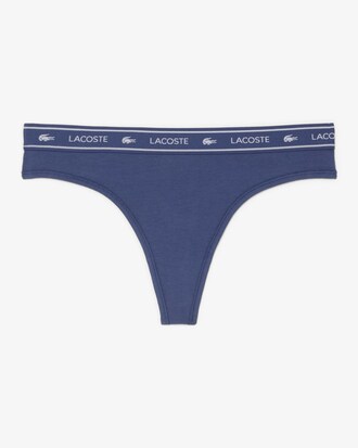 Tanga in cotone stretch con logo in vita