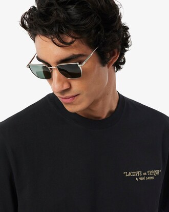 T-shirt ricamata in cotone pesante