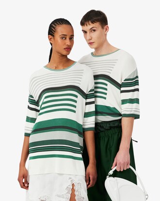 T-shirt oversize a righe in raso Runway