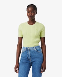 Maglione a maniche corte in maglia a trecce