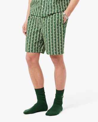 Shorts pigiama in popeline con monogramma stampato