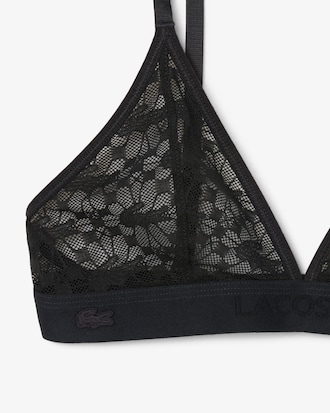 Bralette a triangolo in pizzo con logo