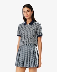 Polo slim fit in jacquard con monogramma