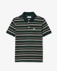 Polo in petit piqu&eacute; con righe a contrasto