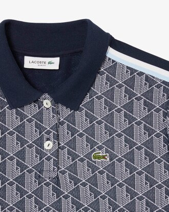 Polo slim fit in jacquard con monogramma