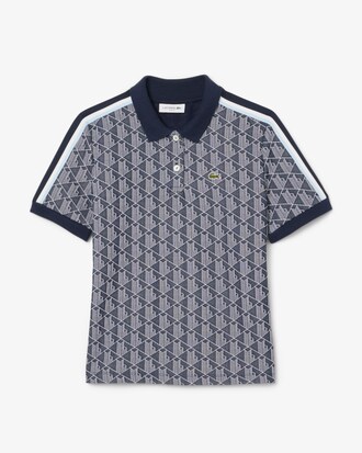 Polo slim fit in jacquard con monogramma