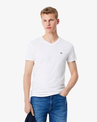 T-shirt con collo a V in jersey di cotone Pima leggero