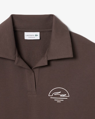 T-shirt homewear con collo a polo in tessuto felpato