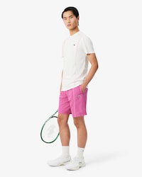 Shorts sportivi con bordo decorativo in taffet&agrave; a rombi