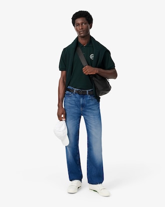 Polo classic fit in petit piqu&eacute; con stemma