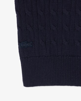 Embroidered Intarsia Cable Knit Sweater