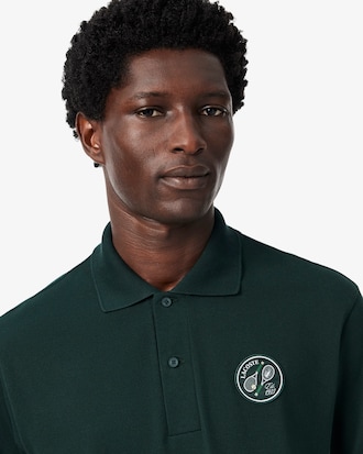 Polo classic fit in petit piqu&eacute; con stemma
