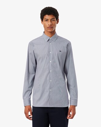 Camicia a righe in popeline stretch slim fit