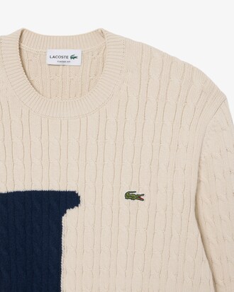 Maglione a trecce con intarsio