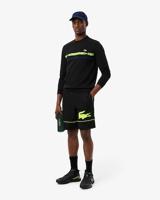 Shorts da tennis in taffet&agrave; a rombi con stampa