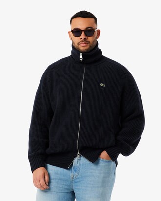 Maglione a collo alto in lana cardata con zip