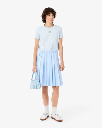 Pleated Petit Piqu&eacute; Effect Midi Skirt