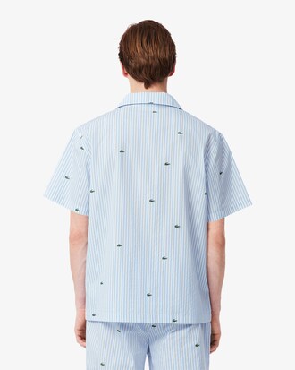 Camicia da pigiama in cotone a righe con stampa di coccodrillo