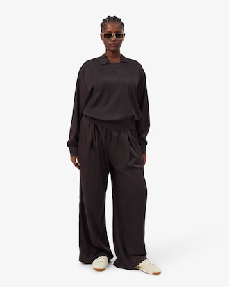 Pantaloni oversize in raso elasticizzato