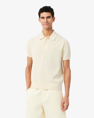 Maglione fluido in maglia a coste con collo a polo