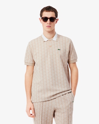 Polo dal taglio classico in jacquard con monogramma