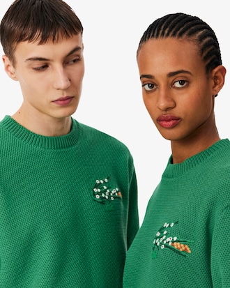 Maglione in piqu&eacute; con coccodrillo floreale Runway