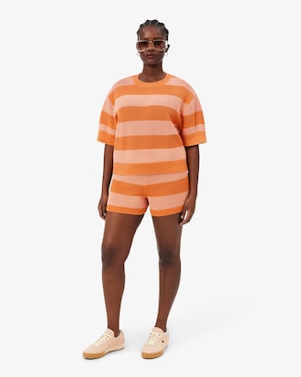 Shorts in maglia mesh a righe