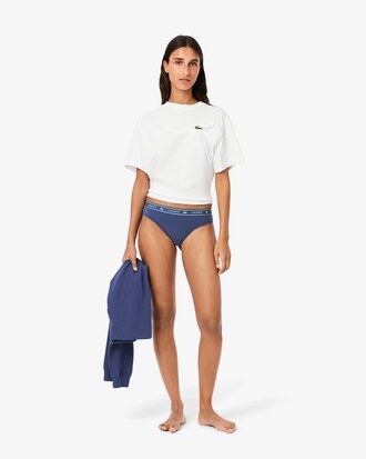 Tanga in cotone stretch con logo in vita