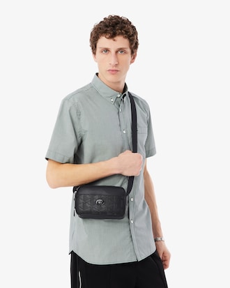 Borsa a tracolla verticale in pelle con monogramma