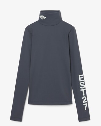 T-shirt elasticizzata a collo alto con stampa Runway