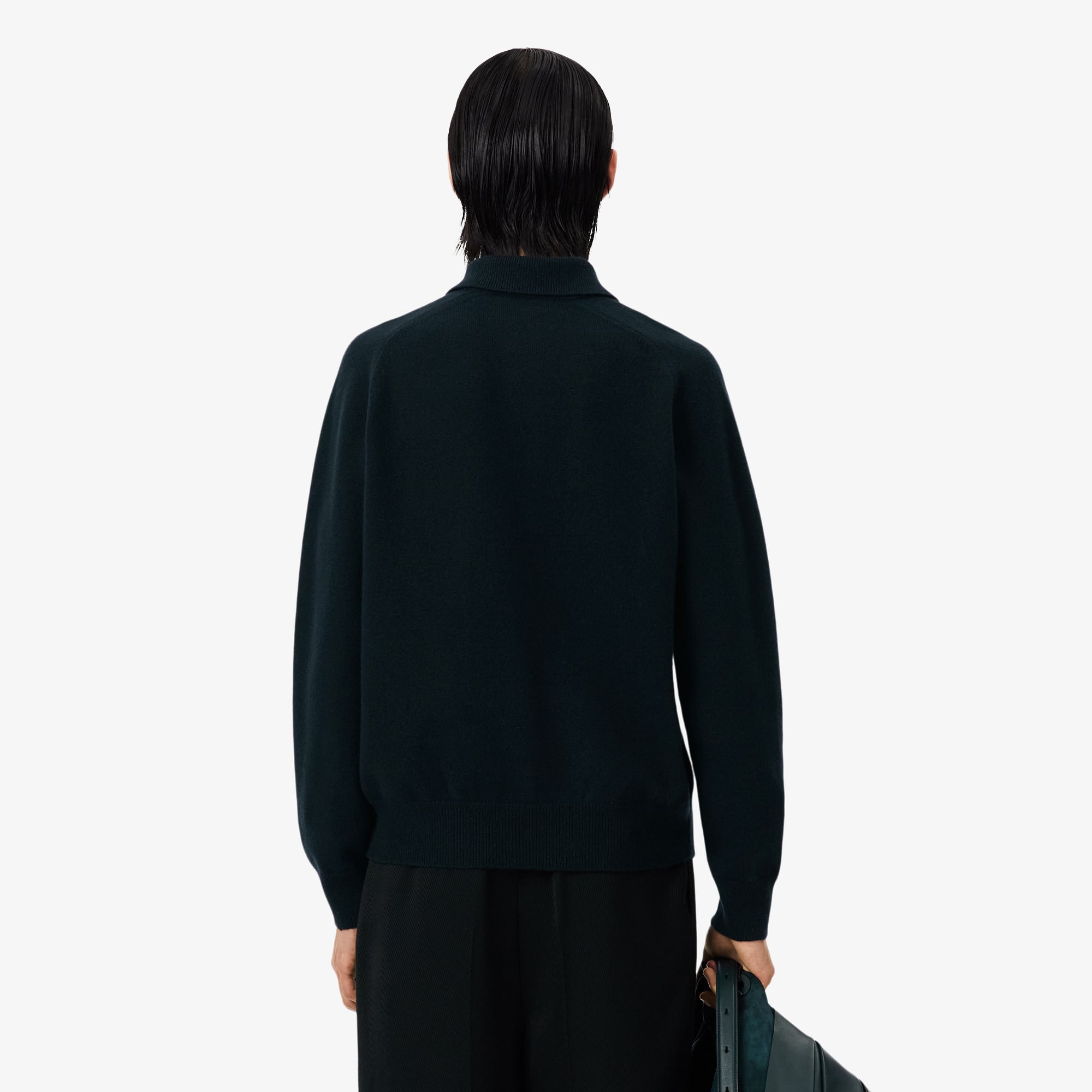 Thumbnail - Lacoste Pullover Runway aus Filzwolle mit Polokragen - Vert Fonce Size M