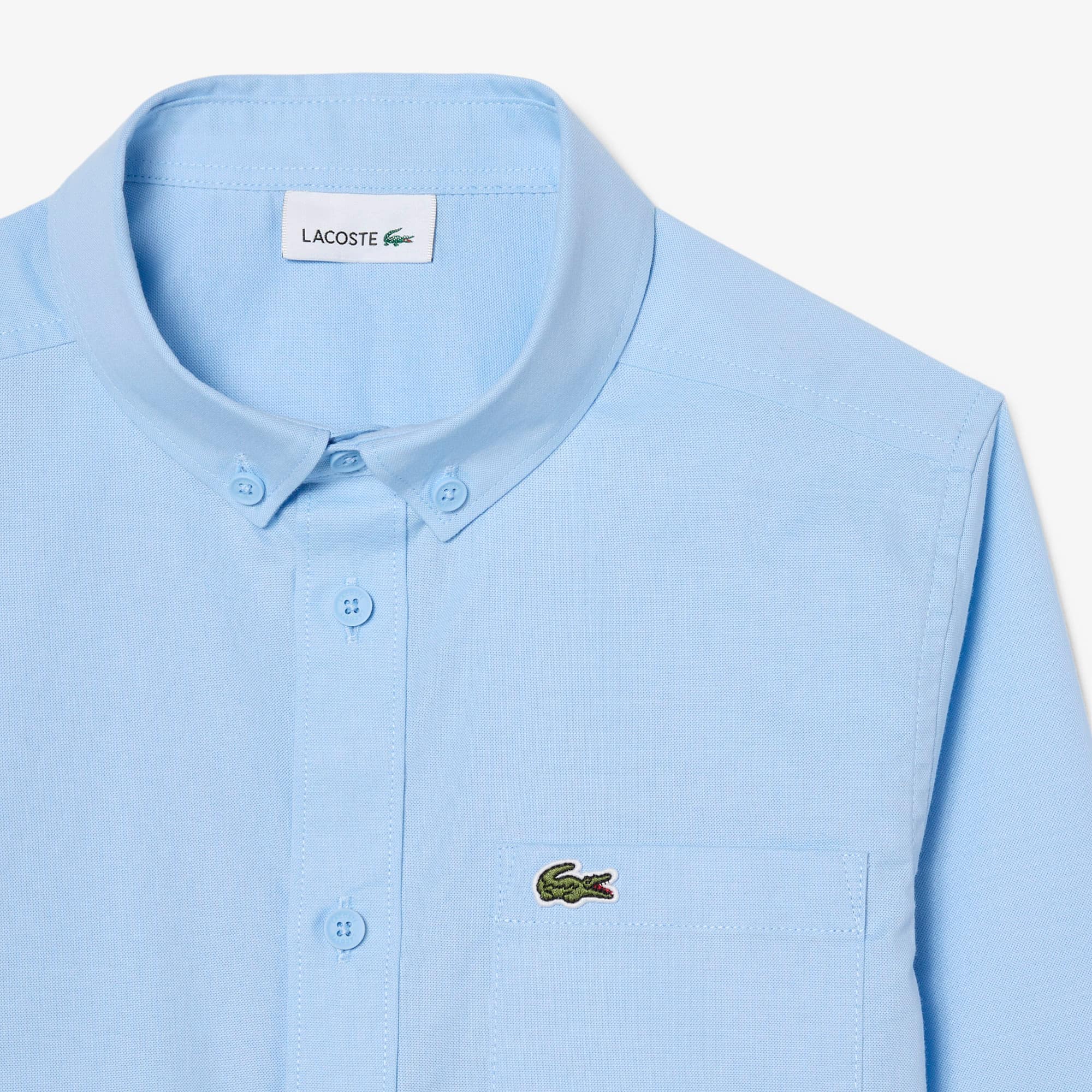 Thumbnail - Lacoste Hemd aus Baumwoll-Oxford mit Brusttasche - Pastellblau Size 11 - 14A